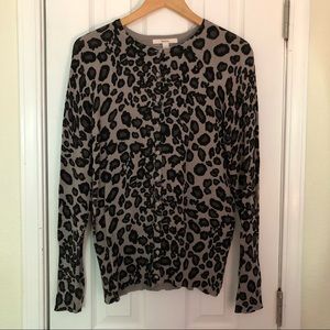 Black and grey leopard print cardigan